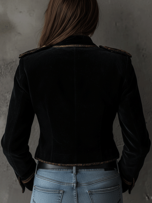 Blazer in velluto nero con bottoni dorati – dettaglio 2