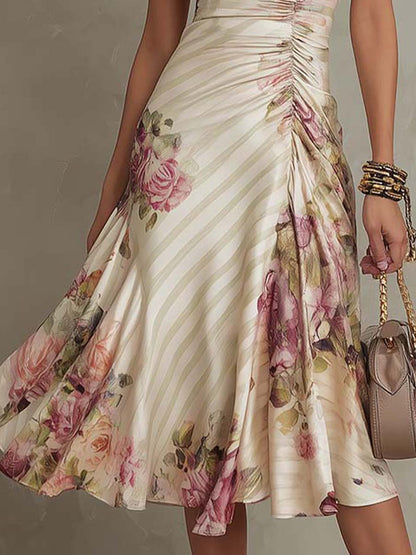 Vestito midi avorio floreale – vista posteriore