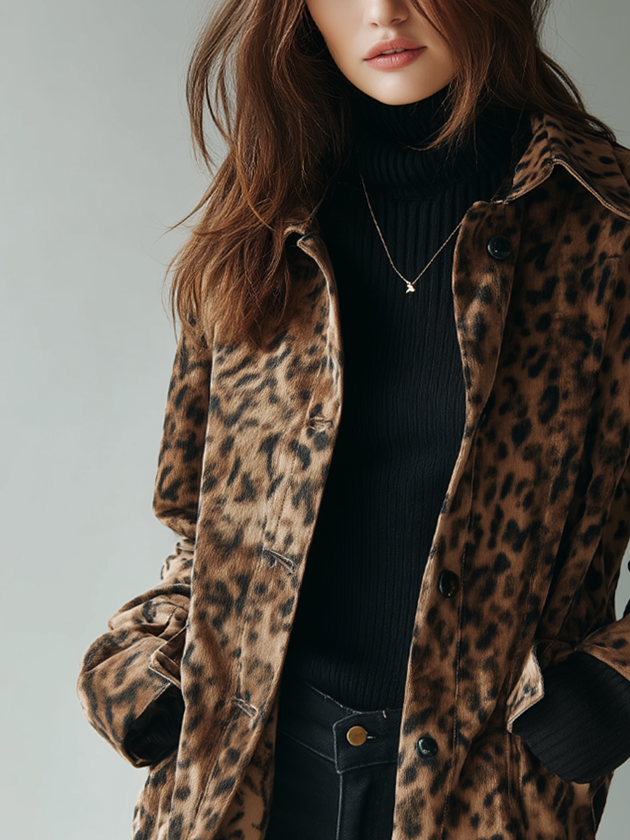 Giacca in camoscio leopardato marrone – dettaglio 5