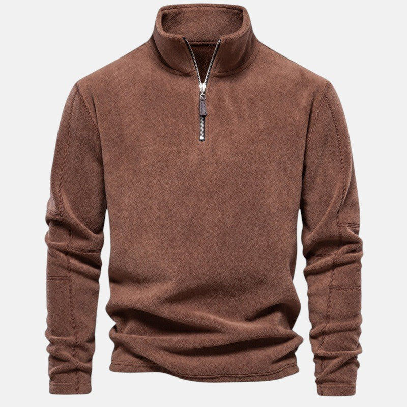 Polo Eduardo marrone con zip – vista frontale