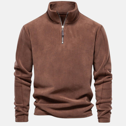 Polo Eduardo marrone con zip – vista frontale