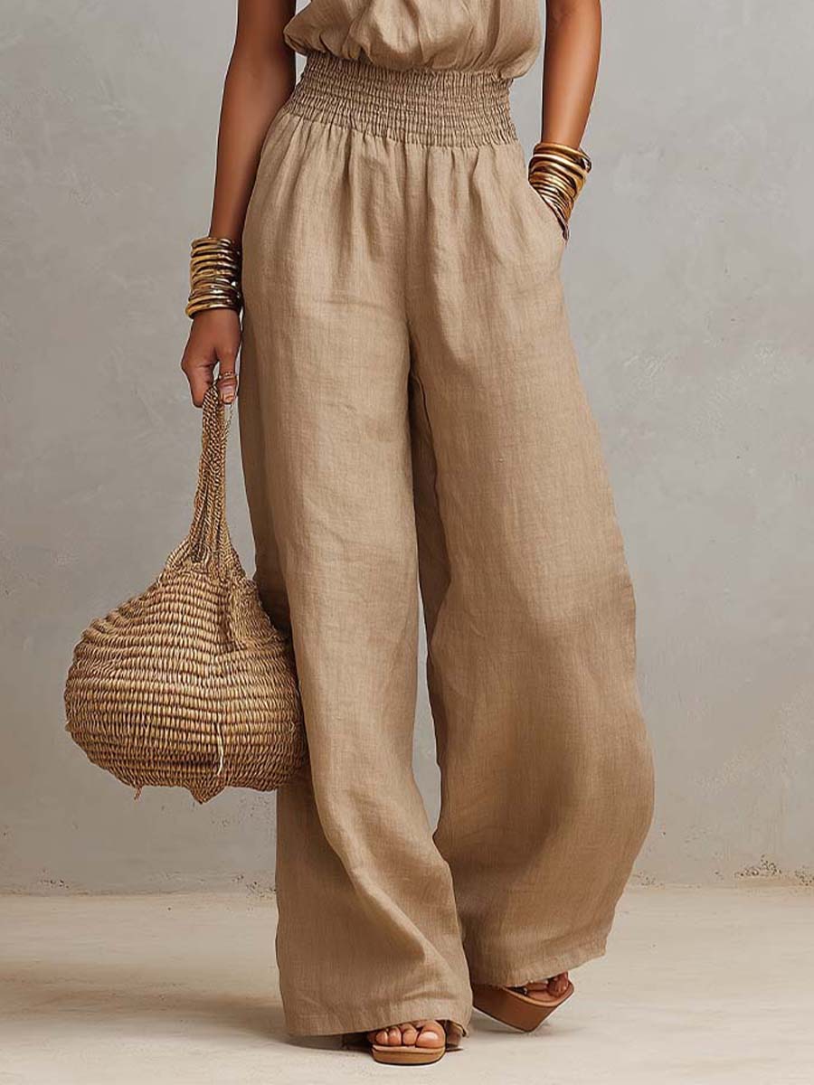 Tuta halter in cotone e lino – vista frontale