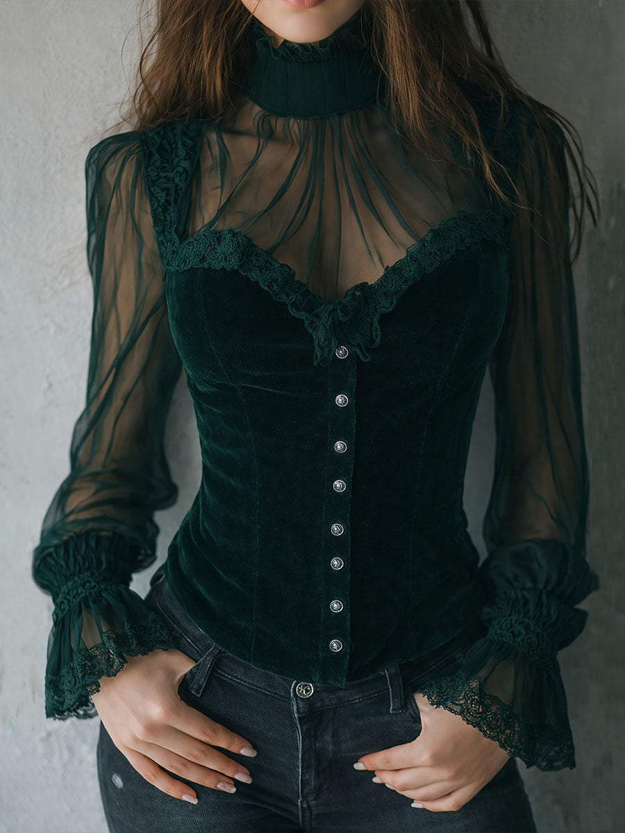 Camicetta corsetto in velluto – vista laterale