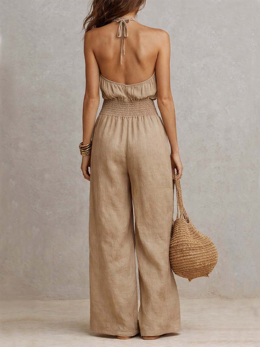 Tuta halter in cotone e lino – vista d'insieme