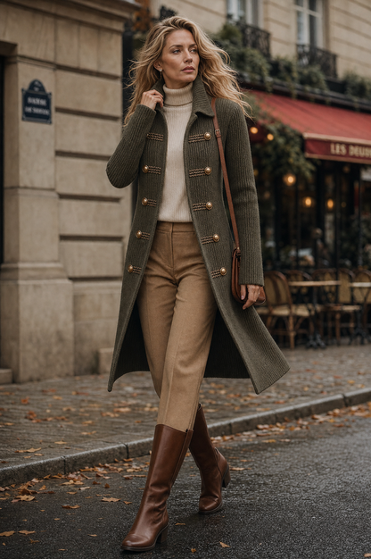 Cardigan lungo verde militare – vista 3