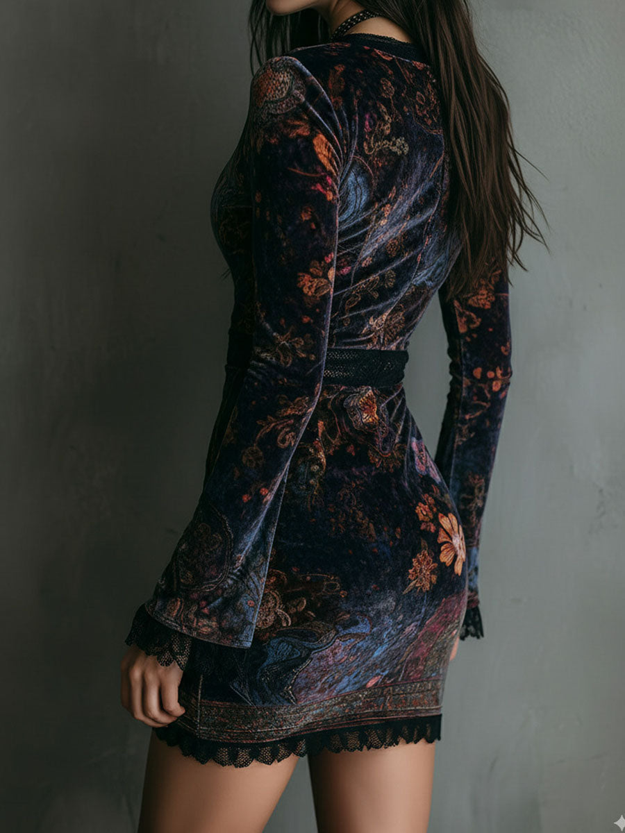 Vestito mini in velluto blu scuro – dettaglio
