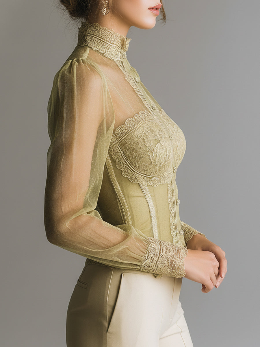 Camicetta bustier in rete verde chiaro – dettaglio 2