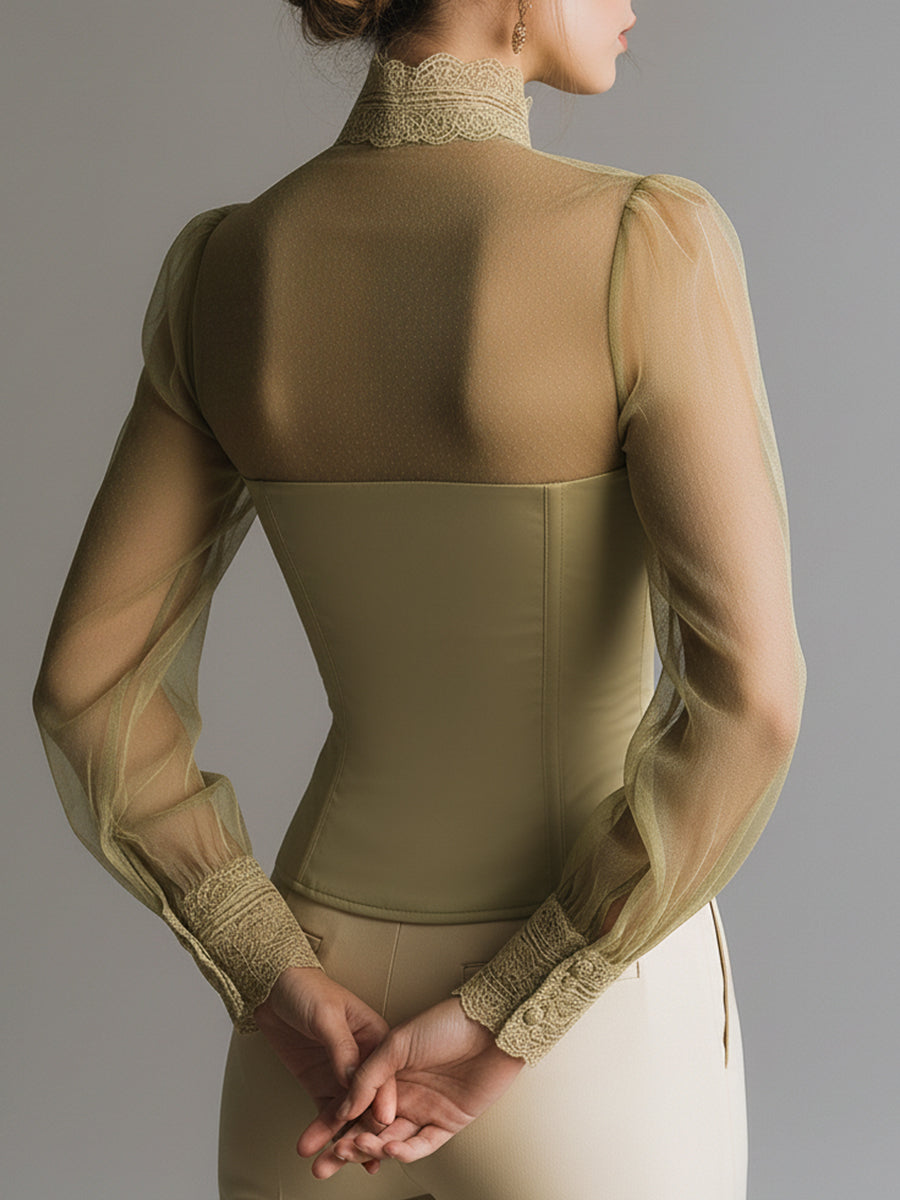 Camicetta bustier in rete verde chiaro – dettaglio 3