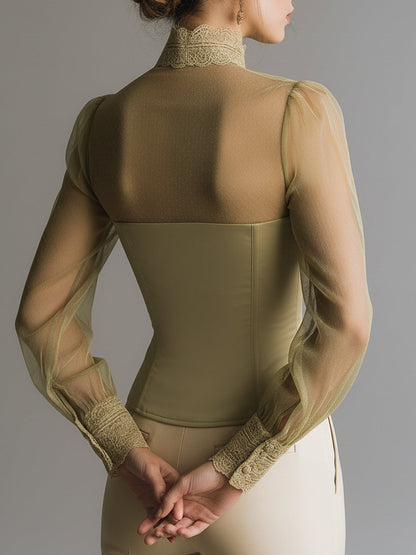 Camicetta bustier in rete verde chiaro – dettaglio 3