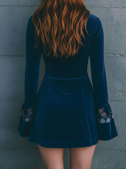 Vestito mini in velluto blu – vista posteriore