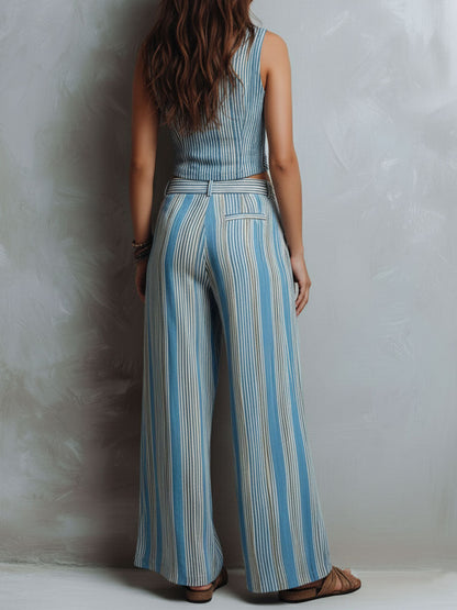 Coordinato a righe blu – vista laterale
