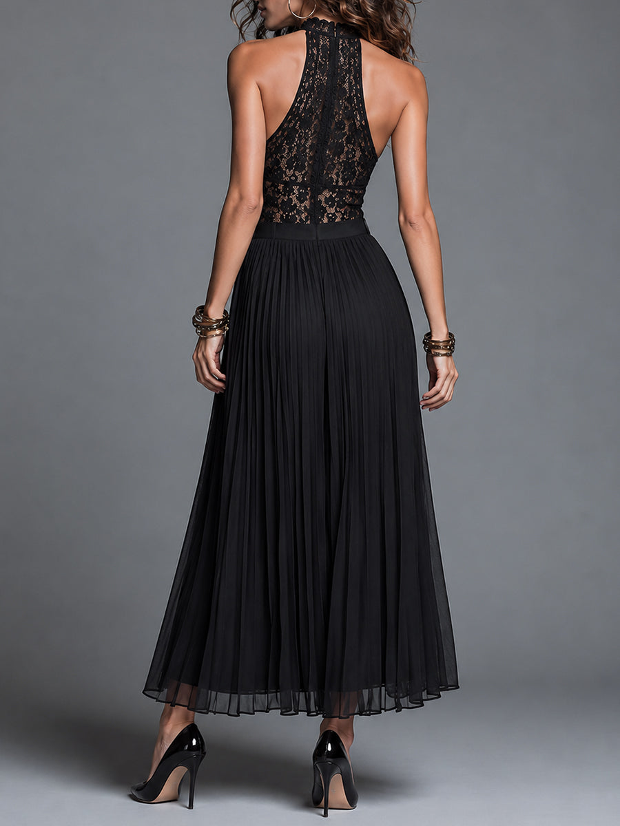 Set top in pizzo e gonna plissé in chiffon – dettaglio 4