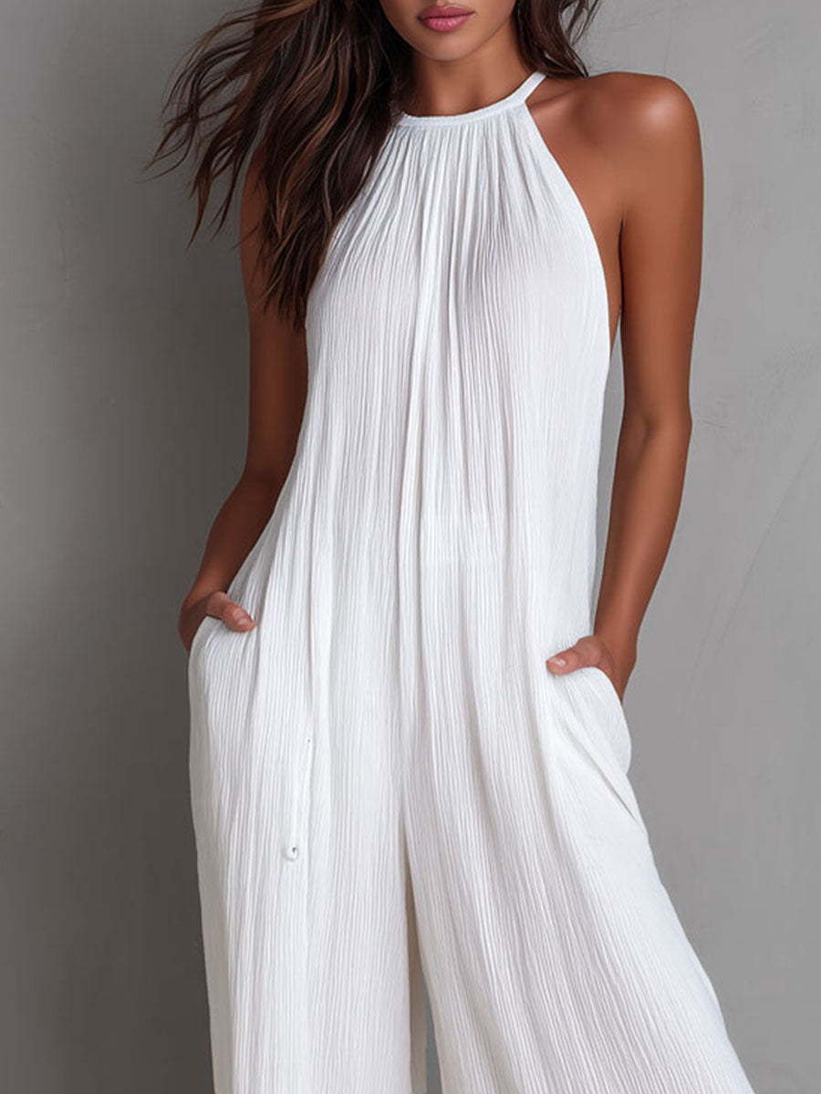Tuta resort halter plissé – dettaglio