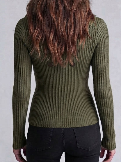 Cardigan verde militare con bottoni ottone – vista 4