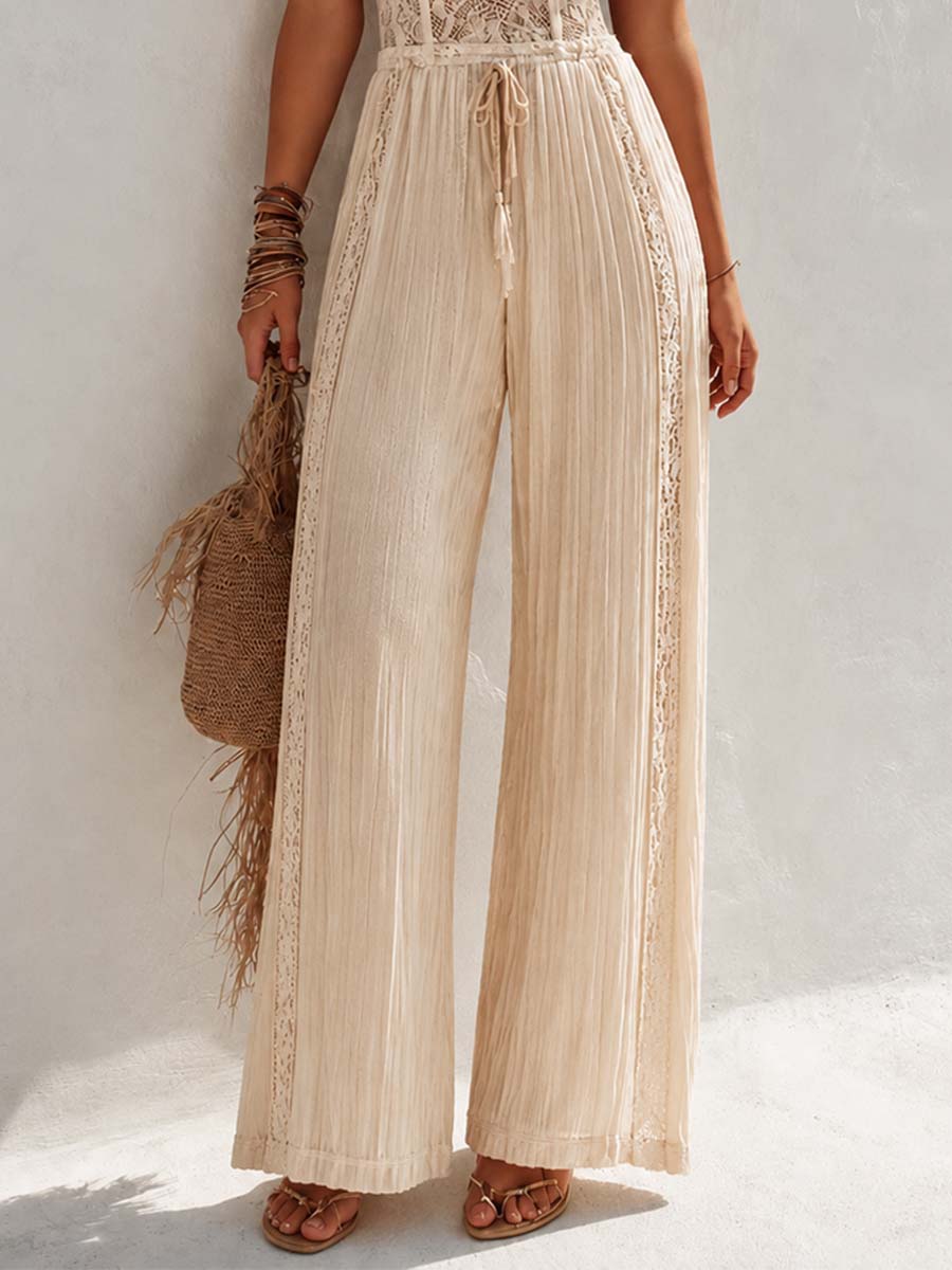 Jumpsuit boho crema con corpetto in pizzo – dettaglio 7