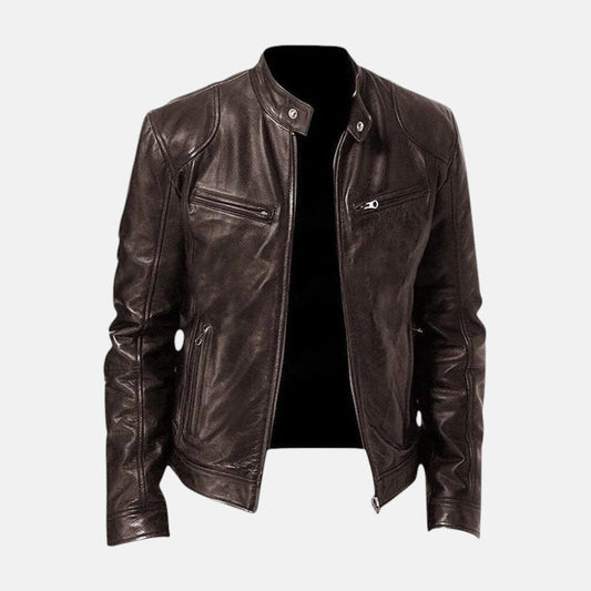 Giacca in pelle Hernando marrone scuro – vista frontale