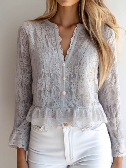 Camicia in pizzo grigio chiaro – dettaglio 7