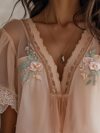 Camicetta in chiffon rosa – look completo
