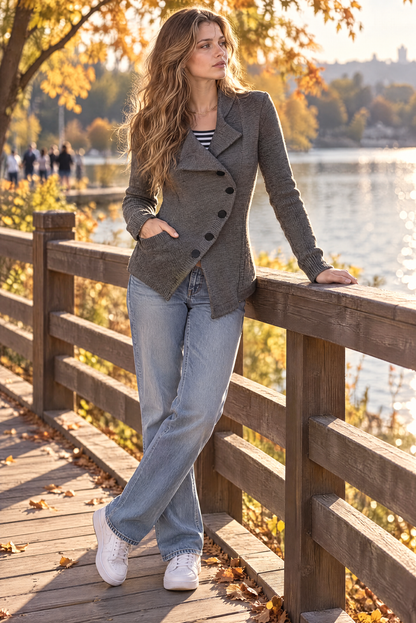 Cardigan asimmetrico in maglia – vista 5