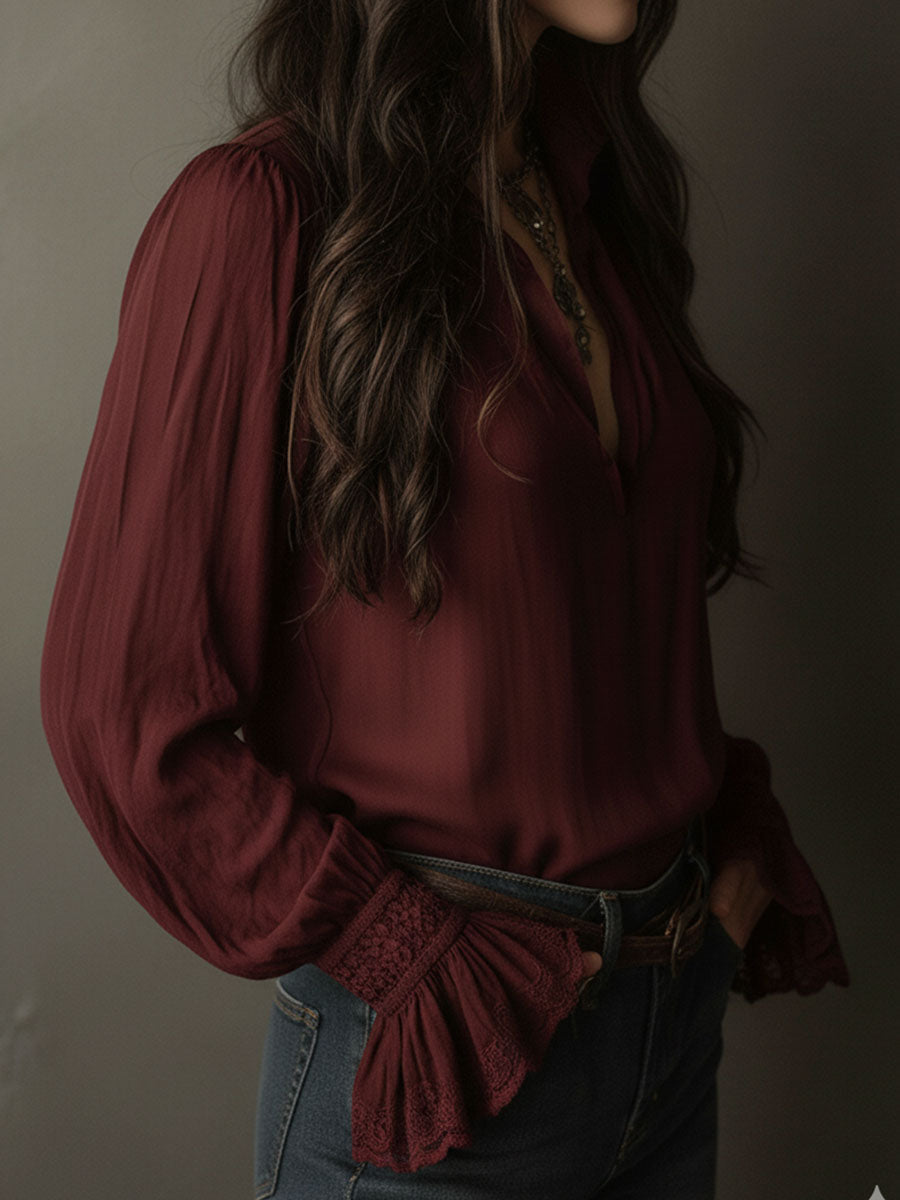 Blusa boho rosso vino – look completo