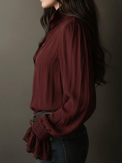 Blusa boho rosso vino – vista posteriore