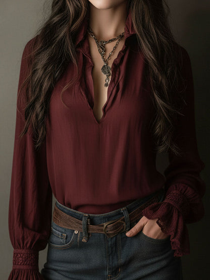 Blusa boho rosso vino – dettaglio
