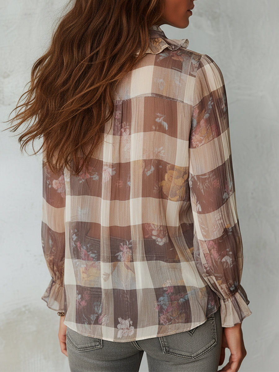 Camicetta in chiffon grigio viola – dettaglio