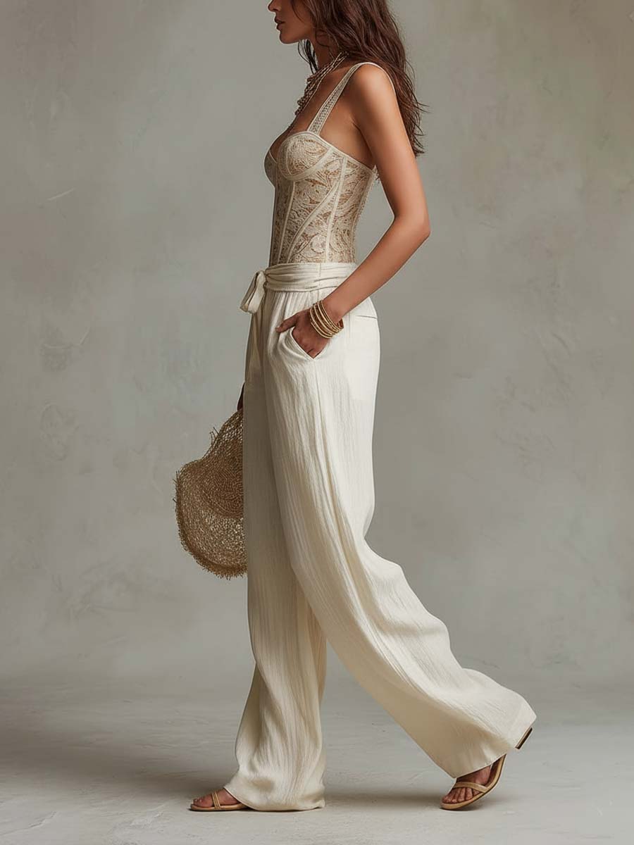 Coordinato boho avorio in pizzo – vista posteriore