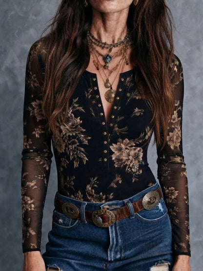 Blusa boho a fiori in rete – vista 7