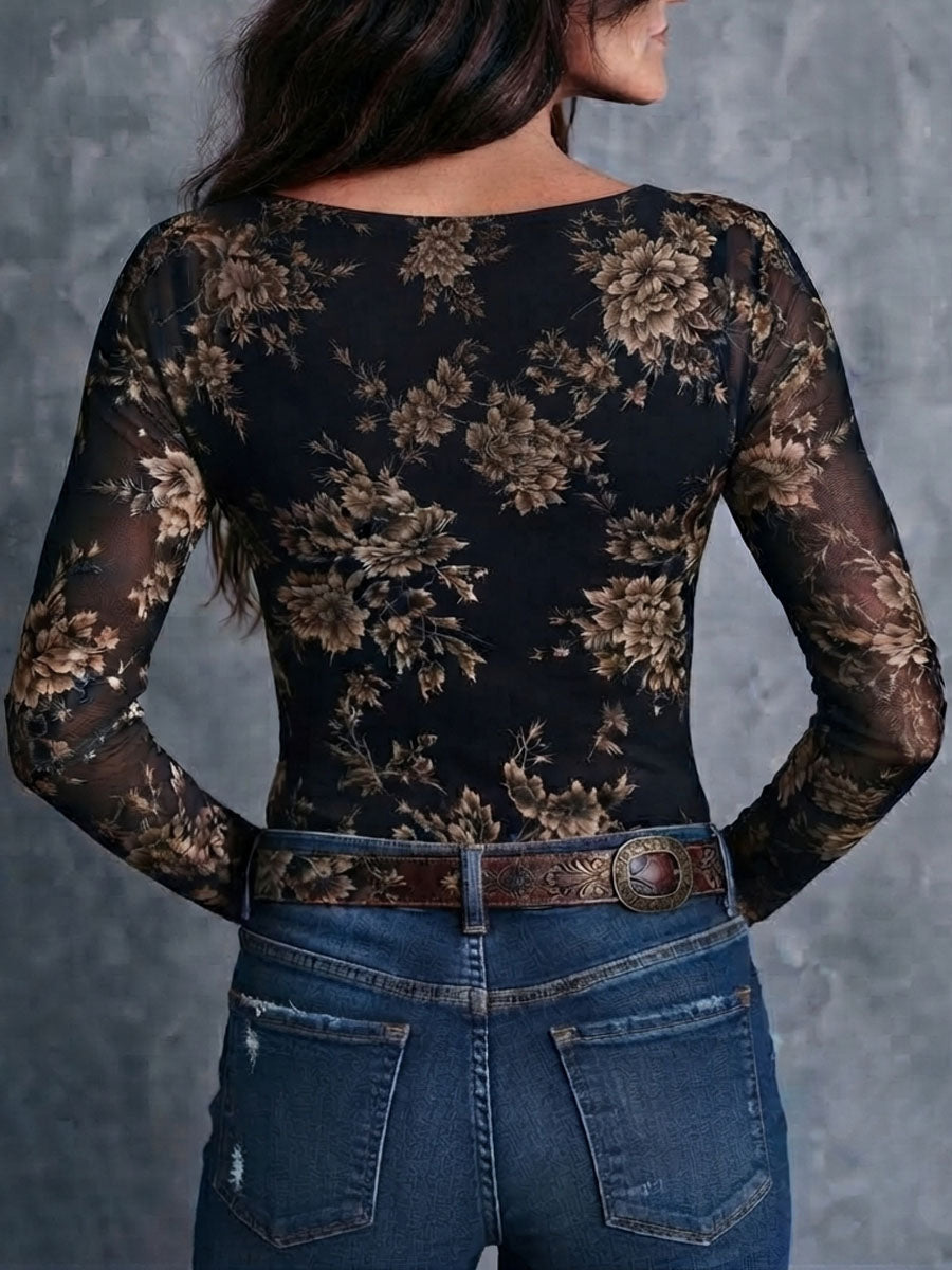Blusa boho a fiori in rete – vista 4