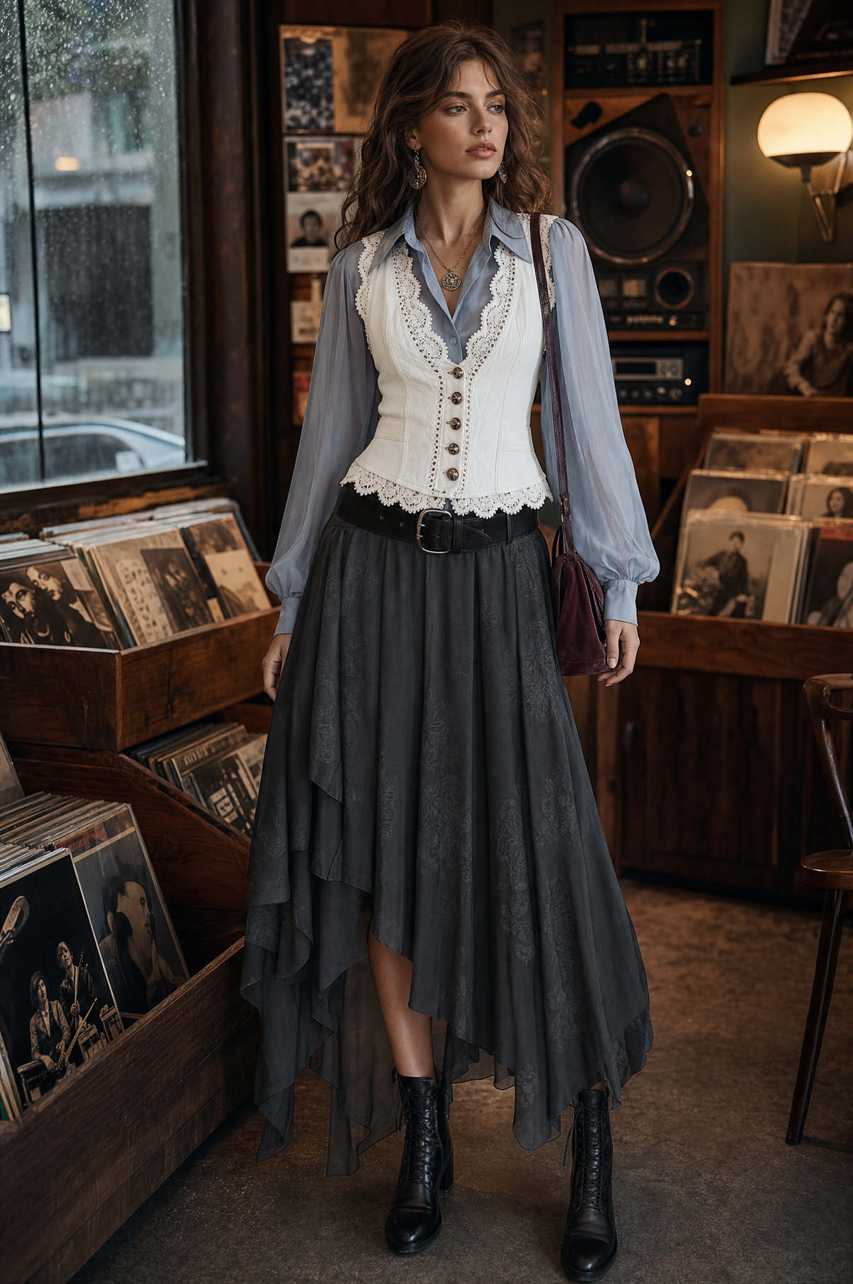 Gilet vintage in ecopelle con pizzo – dettaglio 5