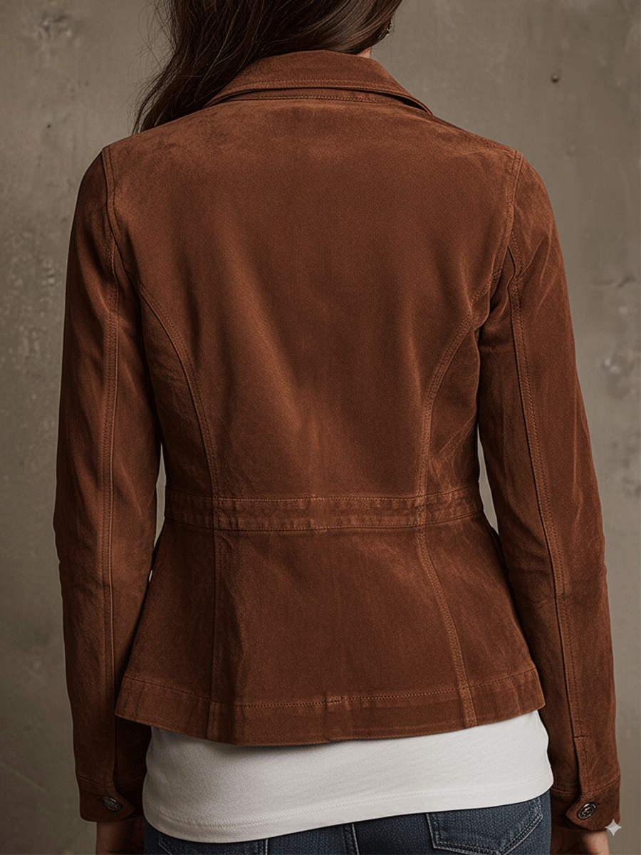 Giacca utility in camoscio marrone – dettaglio