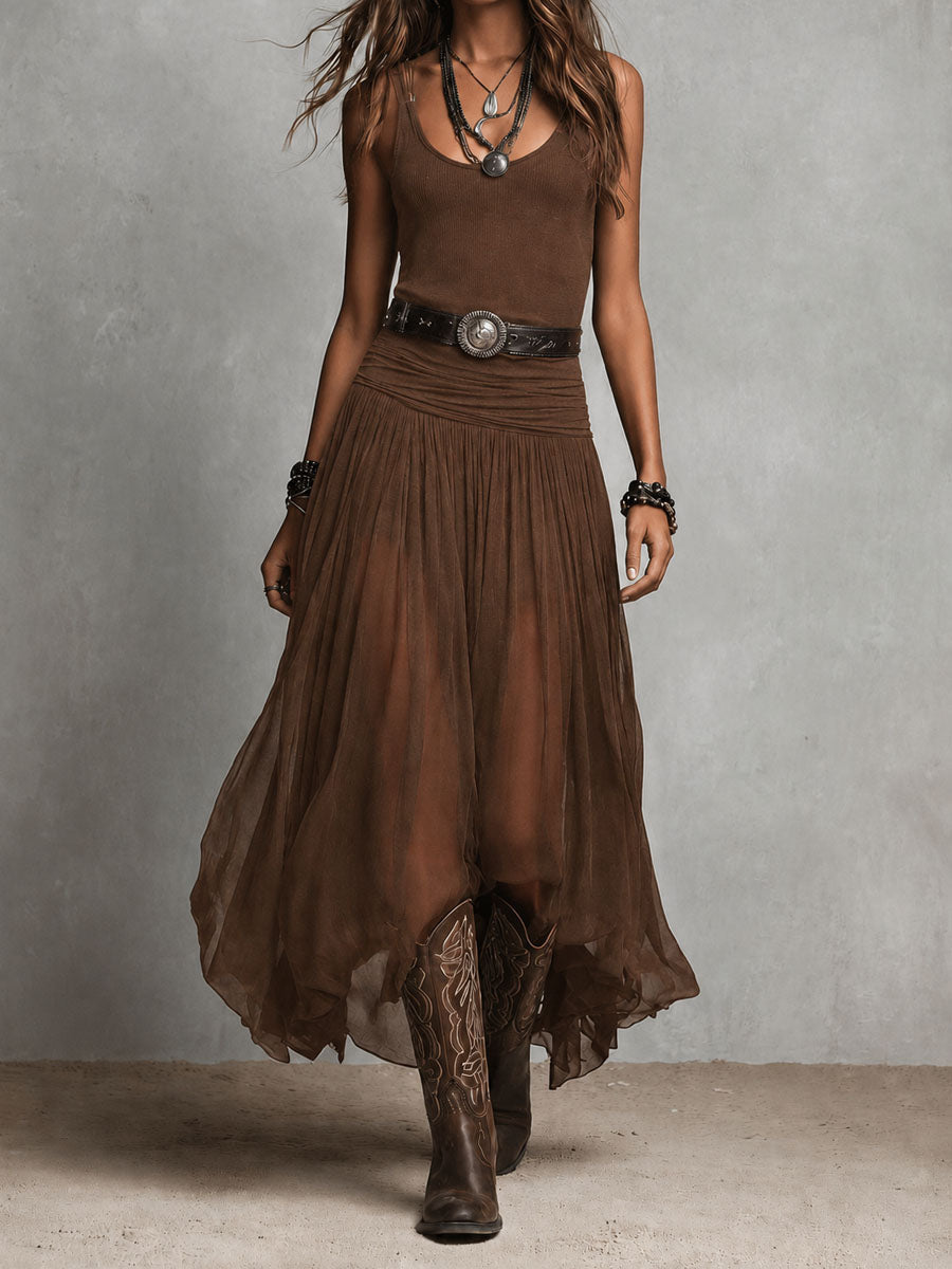Vestito lungo boho western – dettaglio del tessuto
