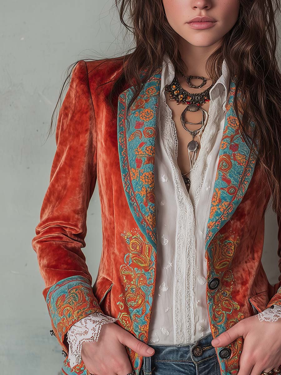 Blazer in velluto arancione – vista laterale