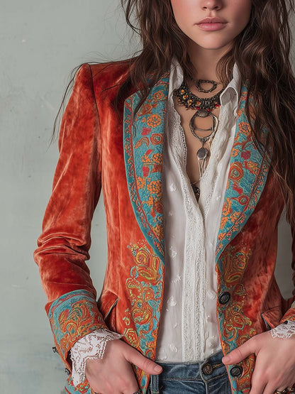 Blazer in velluto arancione – vista laterale