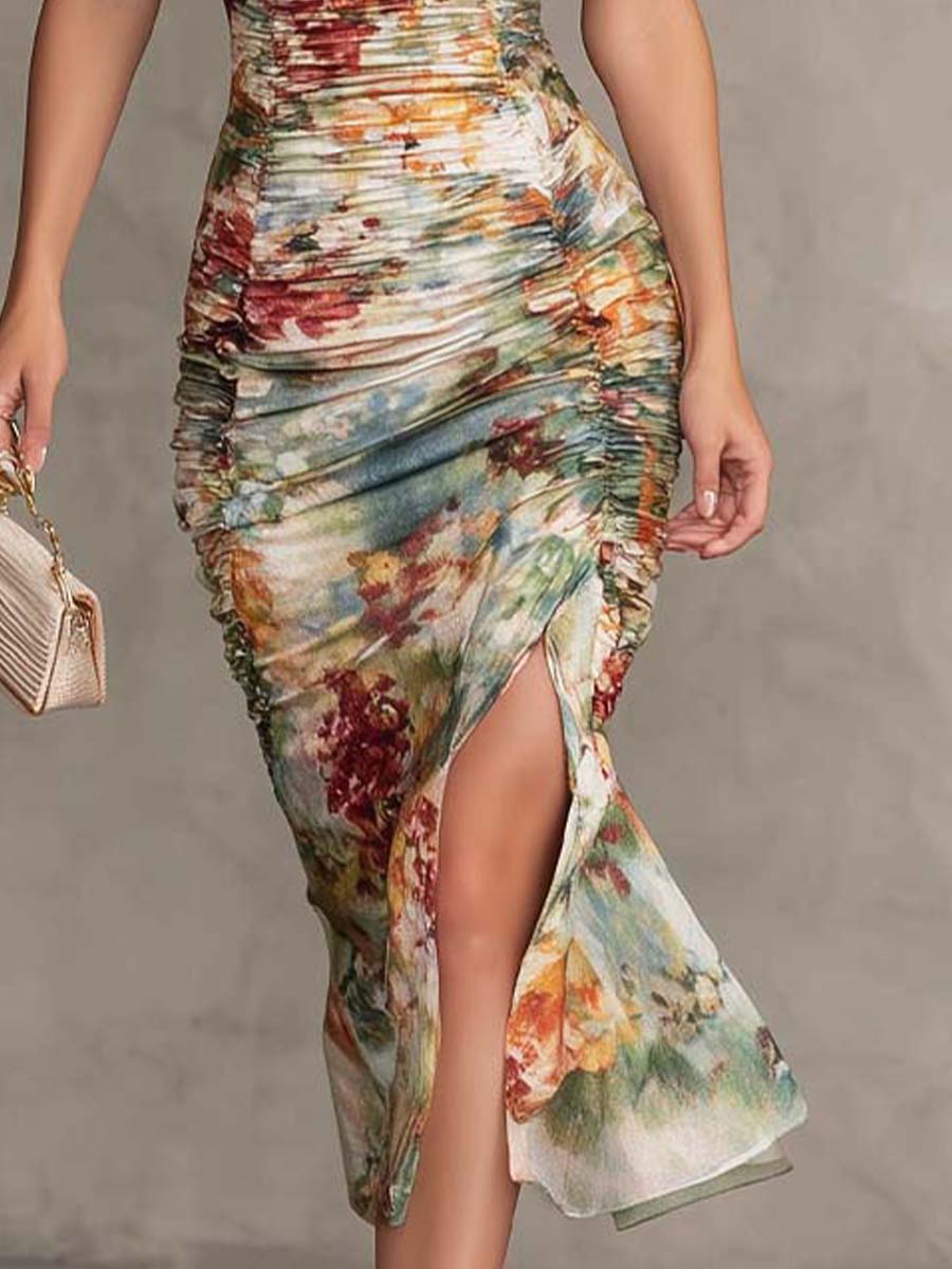 Vestito midi verde salvia – vista posteriore