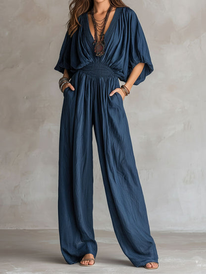 Tuta jumpsuit boho indaco – dettaglio 4