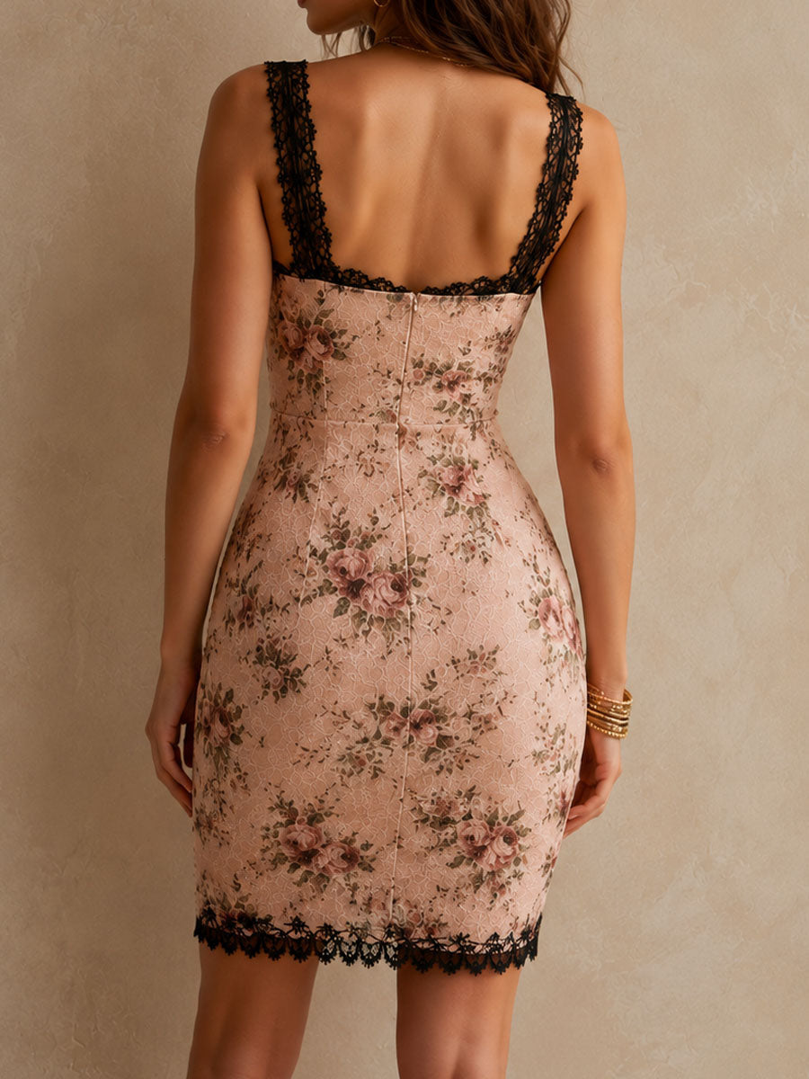 Vestito mini rosa cipria floreale – vista d'insieme