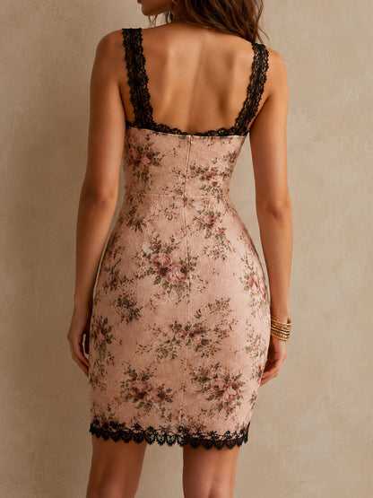 Vestito mini rosa cipria floreale – vista d'insieme