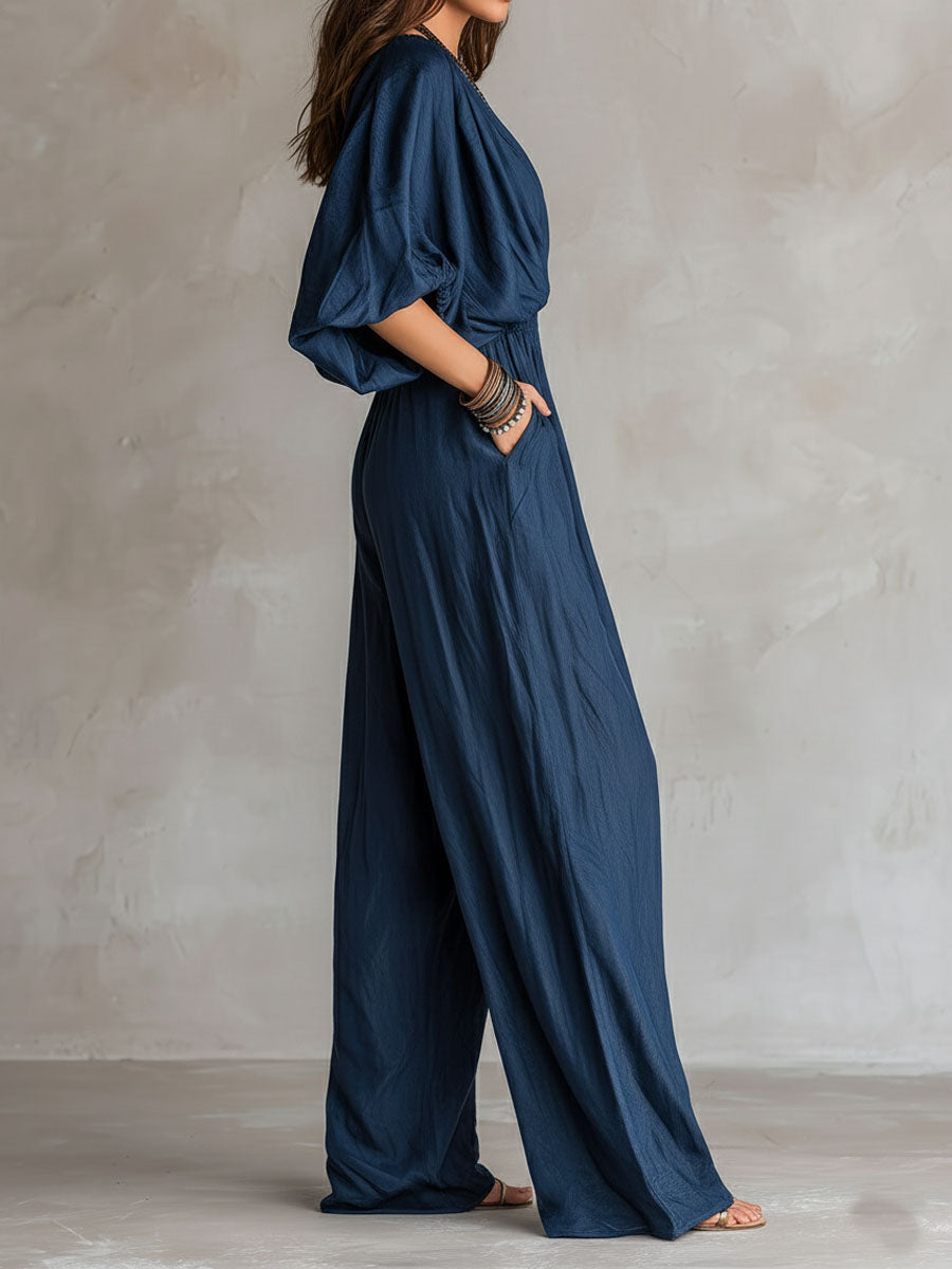 Tuta jumpsuit boho indaco – dettaglio 7