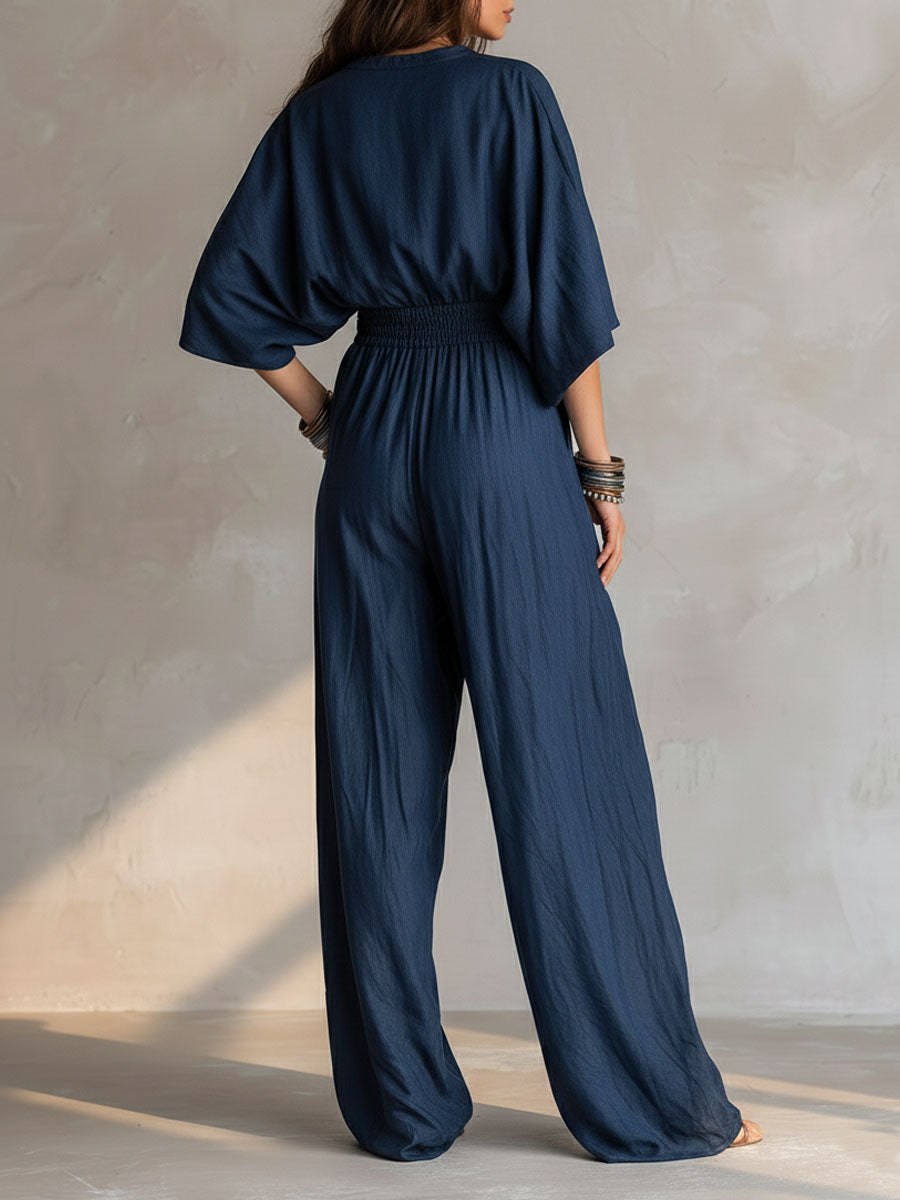 Tuta jumpsuit boho indaco – dettaglio 8