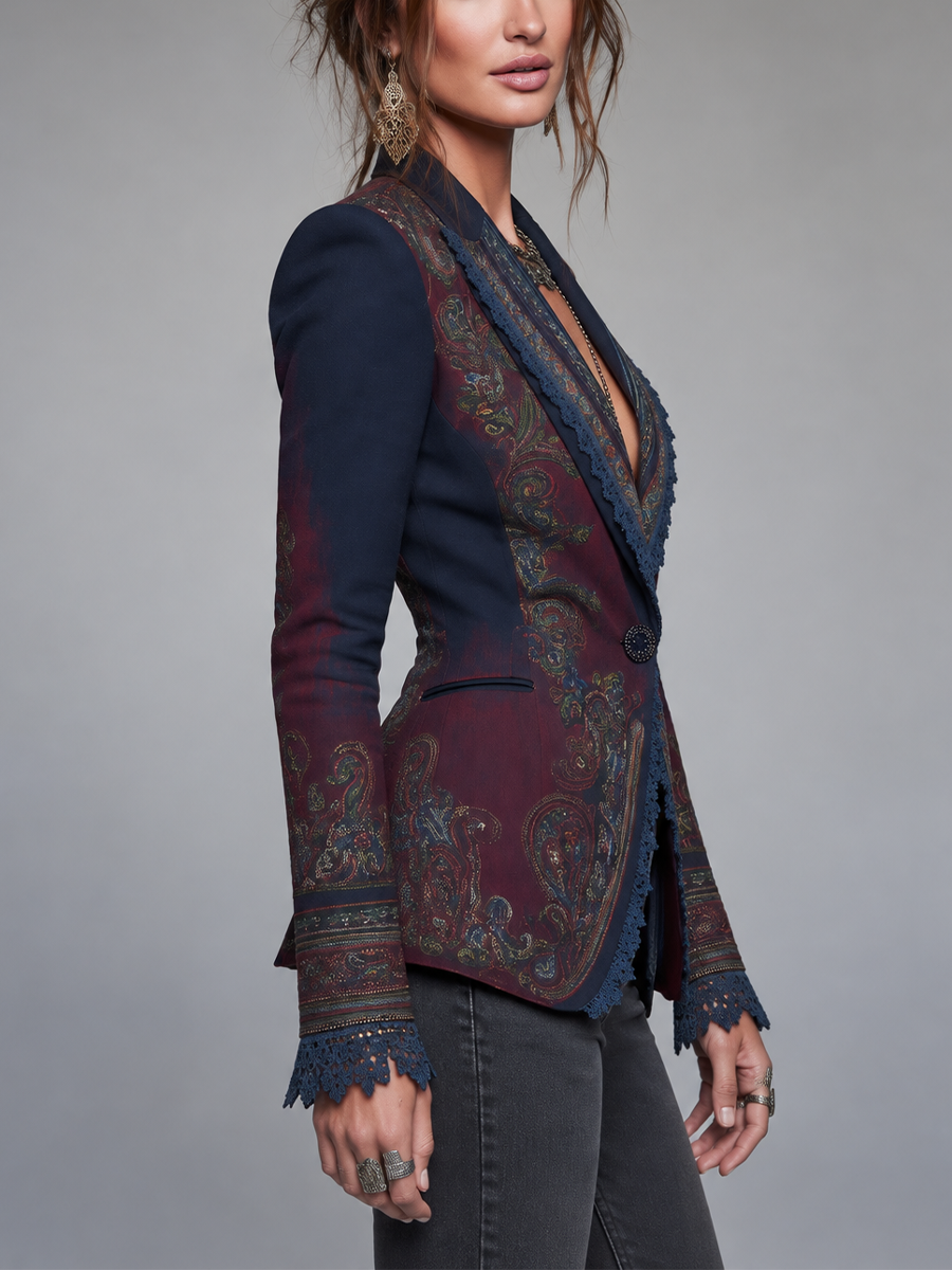 Blazer blu navy paisley – styling