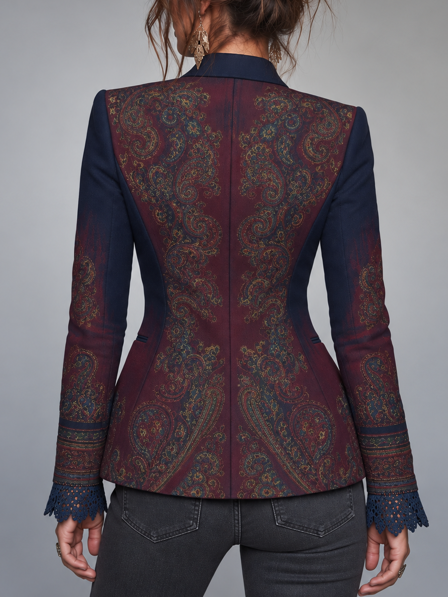 Blazer blu navy paisley – vista laterale