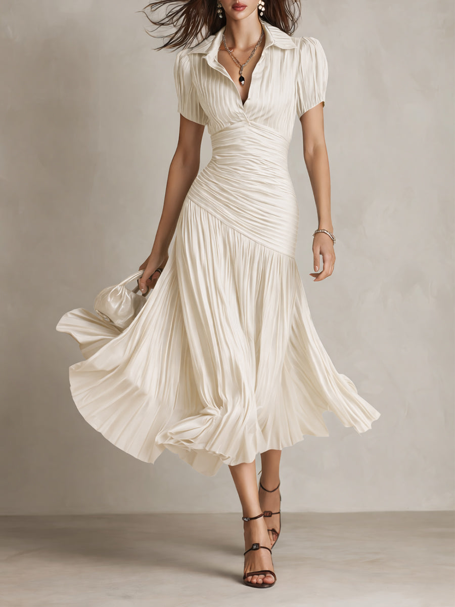 Vestito midi a righe in raso – vista posteriore