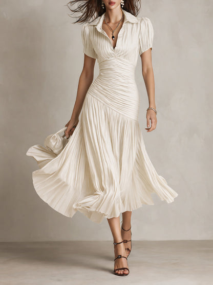 Vestito midi a righe in raso – vista posteriore