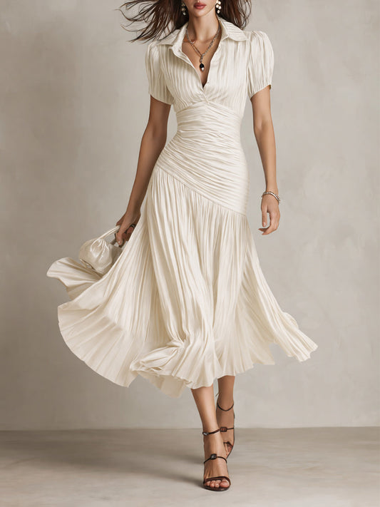 Vestito midi a righe in raso – vista posteriore