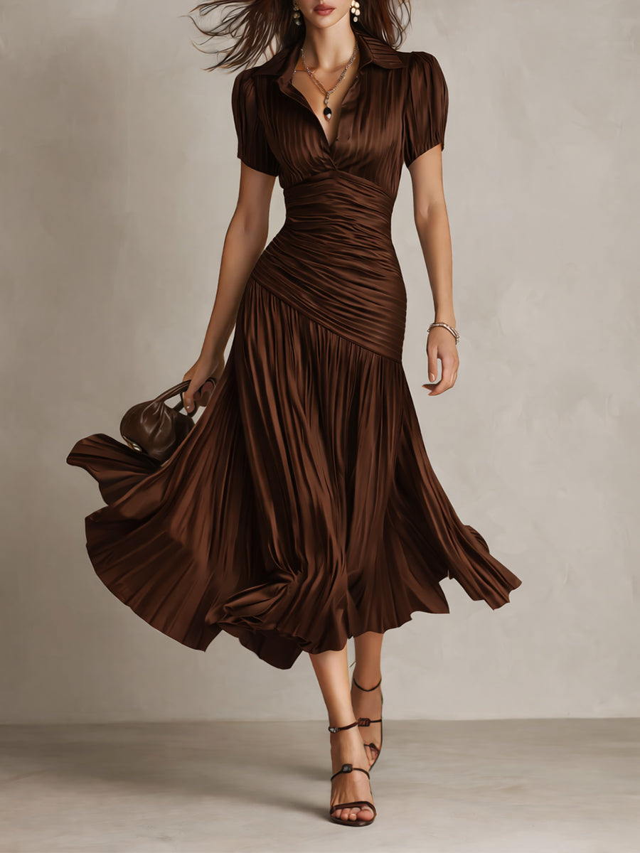 Vestito midi a righe in raso – vista laterale