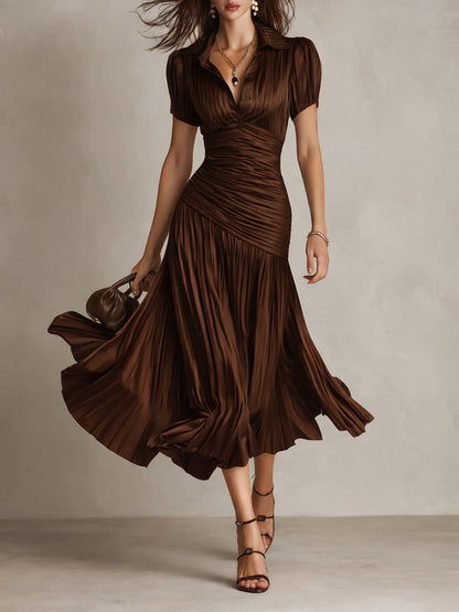 Vestito midi a righe in raso – vista laterale