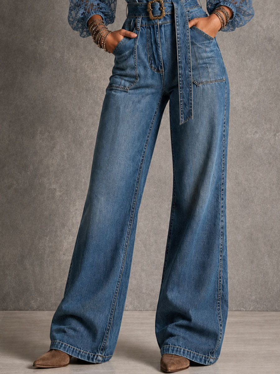 Tuta jumpsuit di jeans boho con pizzo – dettaglio 8
