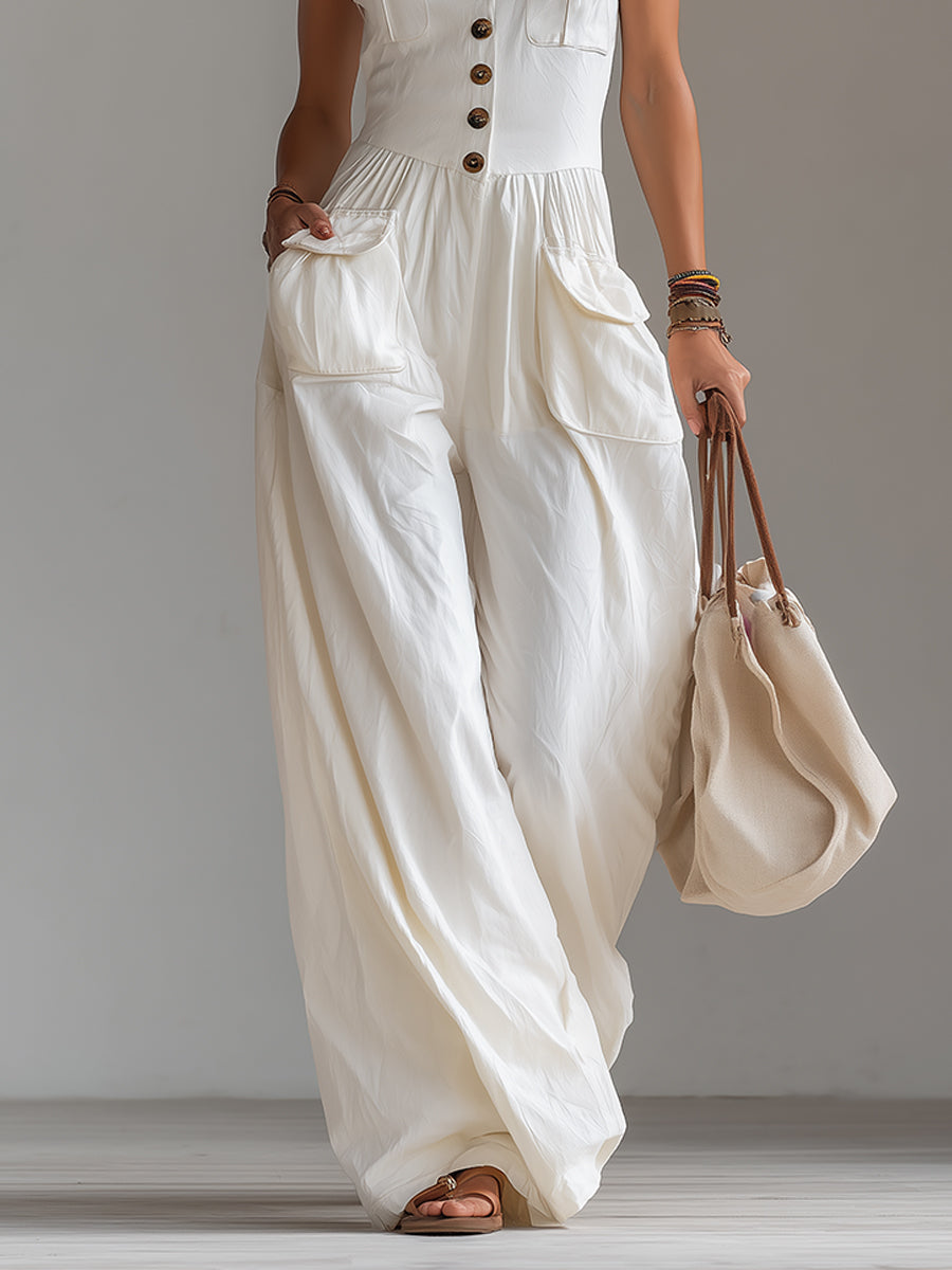 Tuta casual senza maniche a gamba larga – look completo